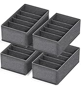 FAMALAHEE 4 PACK Sock Underwear Drawer Organizer Dividers, Collapsible Cabinet Closet Storage Box...