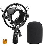 WIBOND AT2020 Shock Mount with AT2020 Pop Filter, Microphone Shock Mount Compatible for Audio Tec...
