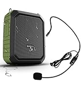 18W Voice Amplifier Portable Microphone and Speaker Set,Personal Speaker with Wired Mic Headset &amp;...