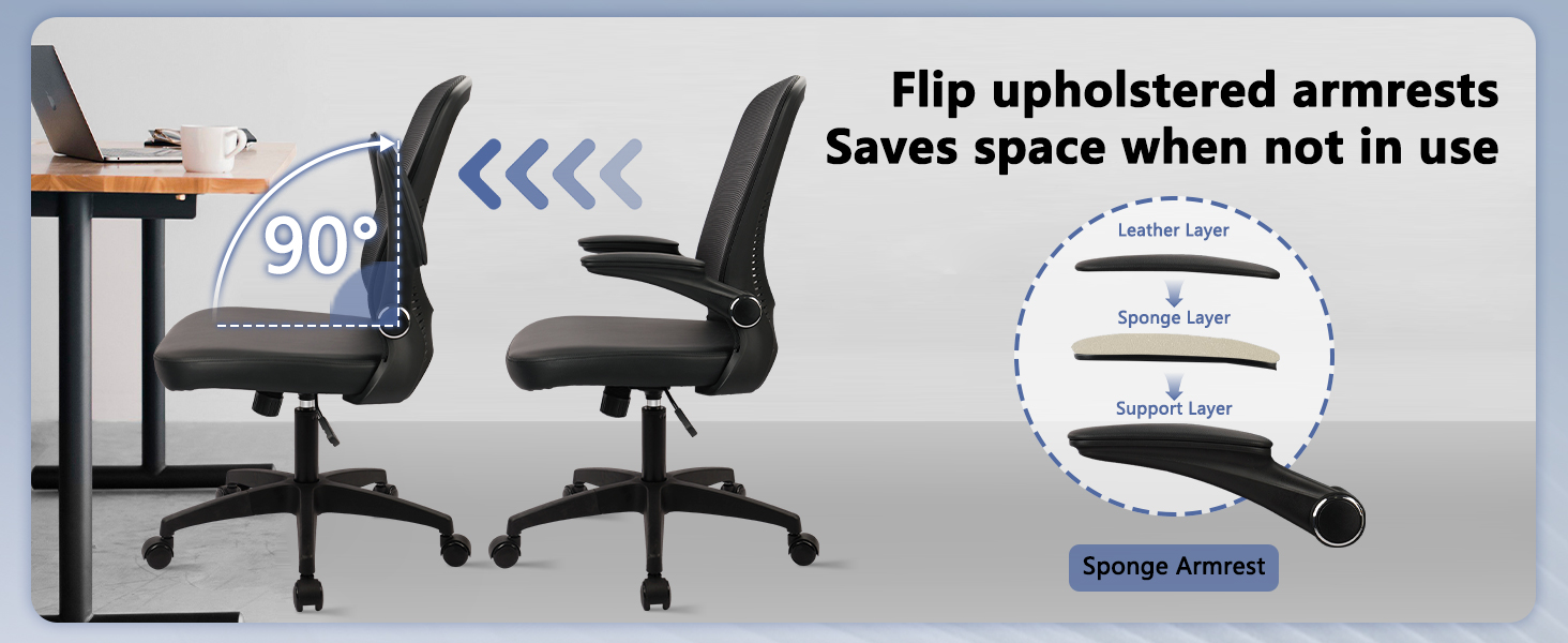 CLATINA Desk Chairs with Wheels, Ergonomic Rolling Mesh Office Chair