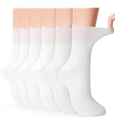 GRPSKCOS Men Crew Socks, 6 Pairs Non Binding Comfortable Socks Seamless Toe Extra Wide Sock Women...