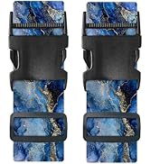 Nuxovilar Luggage Straps of 2 Set Blue and Gold Marble Swirls Pattern, Durable Material 1.96 * 70...