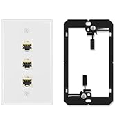 iwillink 10Gbps Ethernet Wall Plate, 3-Port Keystone Wall Plate with CAT6A Shielded Keystone Coup...