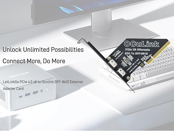 LetLinkSo Gen4 PCIe 4.0 x8 to Oculink SFF-8612 Internal SFF-8611 Adapter Card for NVMe