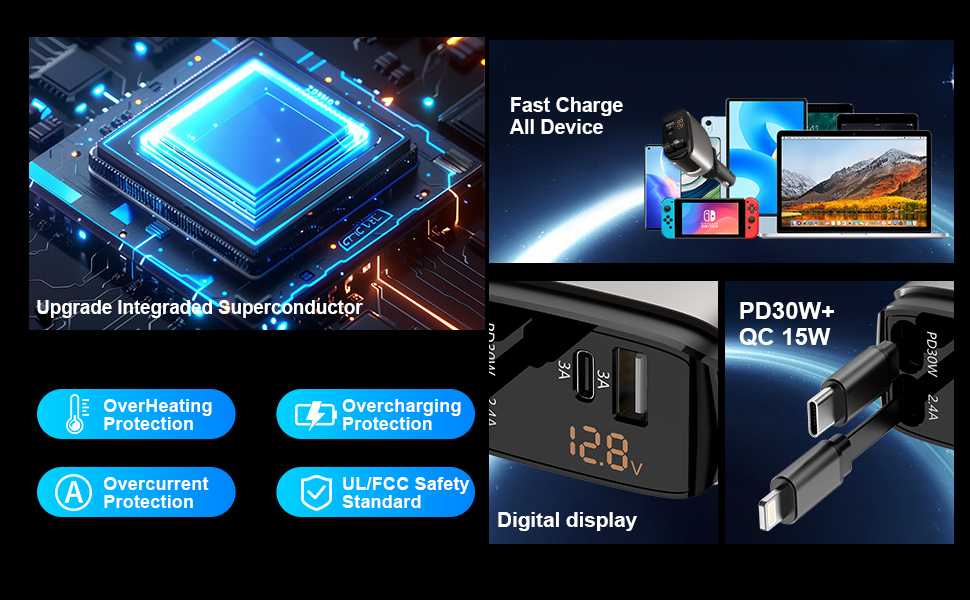 Car charger fast charging, providing high-speed charging for IPhone series devices.