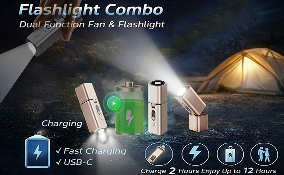 Handheld fan with flashlight