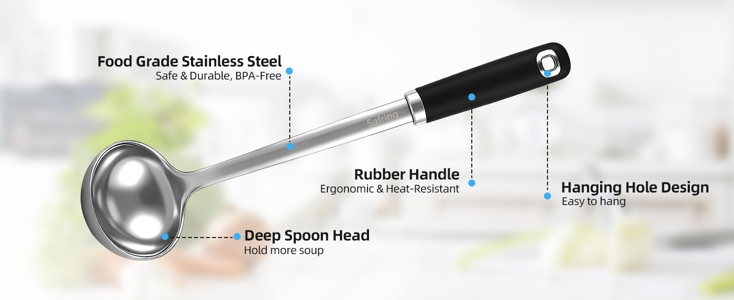 Stainless Steel Soup Ladle and Spaghetti Spoon Set