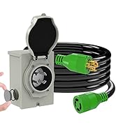 RVINGPRO 4 Prong 30 Amp Generator Cord 15FT and Pre-Drilled Inlet Box Waterproof Combo Kit, NEMA ...