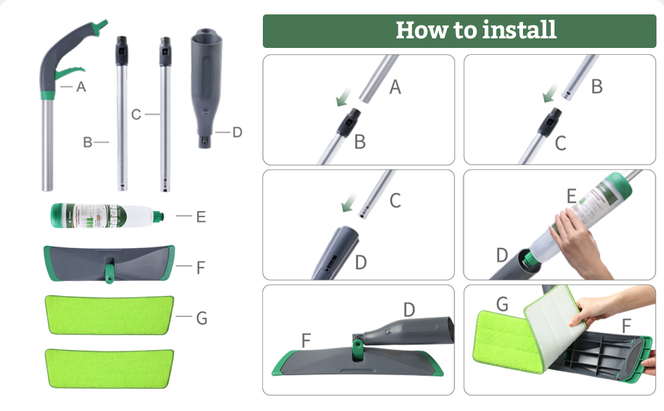 Spray Mop Set with 40ml bio-enzyme cleaner concentrate