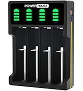 PowerTrust LED 4-Slots Universal Battery Charger for 18650 26650 22650 21700 20700 18500 18350 17...