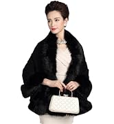 ELFJOY Bridal Faux Fur Shawl White Fur Coat Women Faux Fur Wrap for Evening Dresses Luxury Fur Ca...