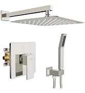 SR SUN RISE Shower Faucet Set - Bathroom 12 Inch Rainfall Shower Head &amp; Handle Set Wall Mounted R...