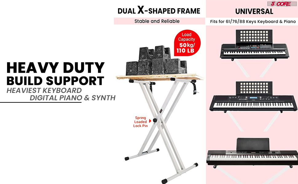 Keyboard Stand Single X Style 7 Adjustable Digital Electric Piano 61 76 88 Keys