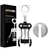 Wine Opener with Stainless Steel Wine Foil Cutter, Zinc Alloy Premium Wing Corkscrew Wine Bottle ...