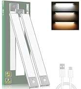 Under Cabinet Lights with 3 Color Temperature, 2 Pack Dimmable Rechargeable Battery Operated Ligh...