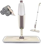 HOMTOYOU Spray Mops for Floor Cleaning: Wet Floor Mop with 3 Washable Microfiber Pads for Hardwoo...