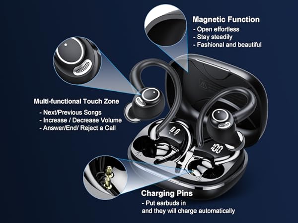 bluetooth headphones in ear headphones wireless headphone noise canceling earbuds waterproof 