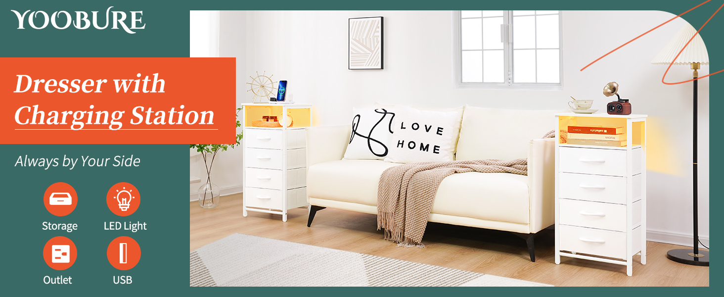 night stand with charger station