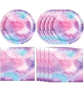 40PCS Starry Galaxy Party Decorations - Night Sky Theme Outer Space Plates, Napkins, Table Decora...
