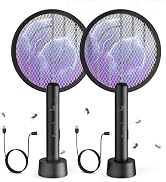 Gooqand Bug Zapper Racket, 2 in 1 Fly Swatter USB Rechargeable, 4000V Electric Fly Zapper with 3 ...