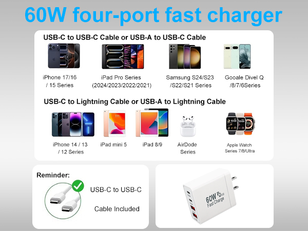 60W 4-Port Fast Charger