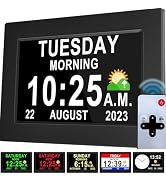 [New Version] 7 Inch Day Clock - 19 Alarms,20 Custom Reminder, Remote Control, Level 10 Auto Dimm...