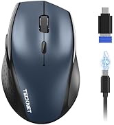 TECKNET Pro Wireless Mouse, 2.4G/ BT 5.0, Rechargeable Silent, Blue | Dual Bluetooth 5.0 &amp; USB A/...