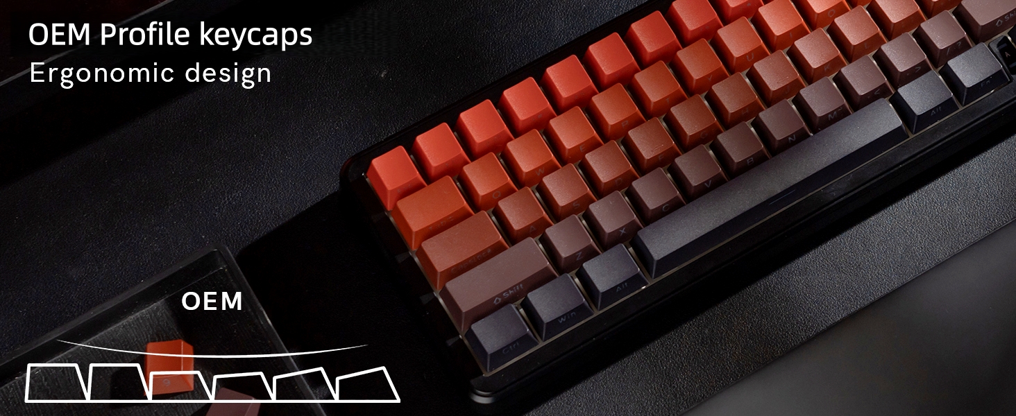 Red/Black Double Shot PBT Keycaps Set, Shine Through Keyboard keycaps,Side Printed Custom Key caps