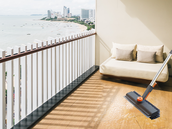 floor cleaning brush with scraper