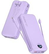 citicr Portable Charger Power Bank, 20000mAh PD20W USB C Fast Charging with Built-in Cables &amp; Wal...