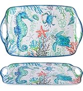 LEHAHA Serving Tray with Handles, Large Rectangular Melamine Serving Platter for Serving Food, Se...
