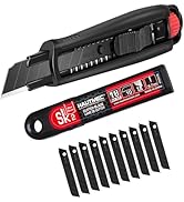 HAUTMEC 18mm Utility Knife, Heavy Duty Box Cutter with Double Lock Mechanism, SK2 Sharp Black Bla...