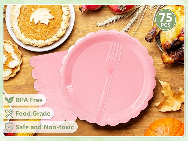 25 Guests pink party tableware set