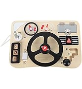 Montessori Busy Board, Steering Wheel Activity Board Wooden Busy Board Car Steering Wheel Sensory...