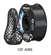 Black 3D printer filament spool labeled 'CR ABS' with latticed support structure visible.