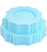 COLOSUS Disposable Plastic Plates 60Pcs, Light Baby blue Party Plates, Heavy Duty 30 Dinner plate...