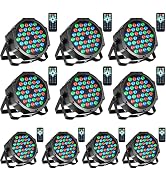 LUNSY Dj Lights, 10 Pack 36 LED Par Lights Stage Lights with Sound Activated Remote Control &amp; DMX...