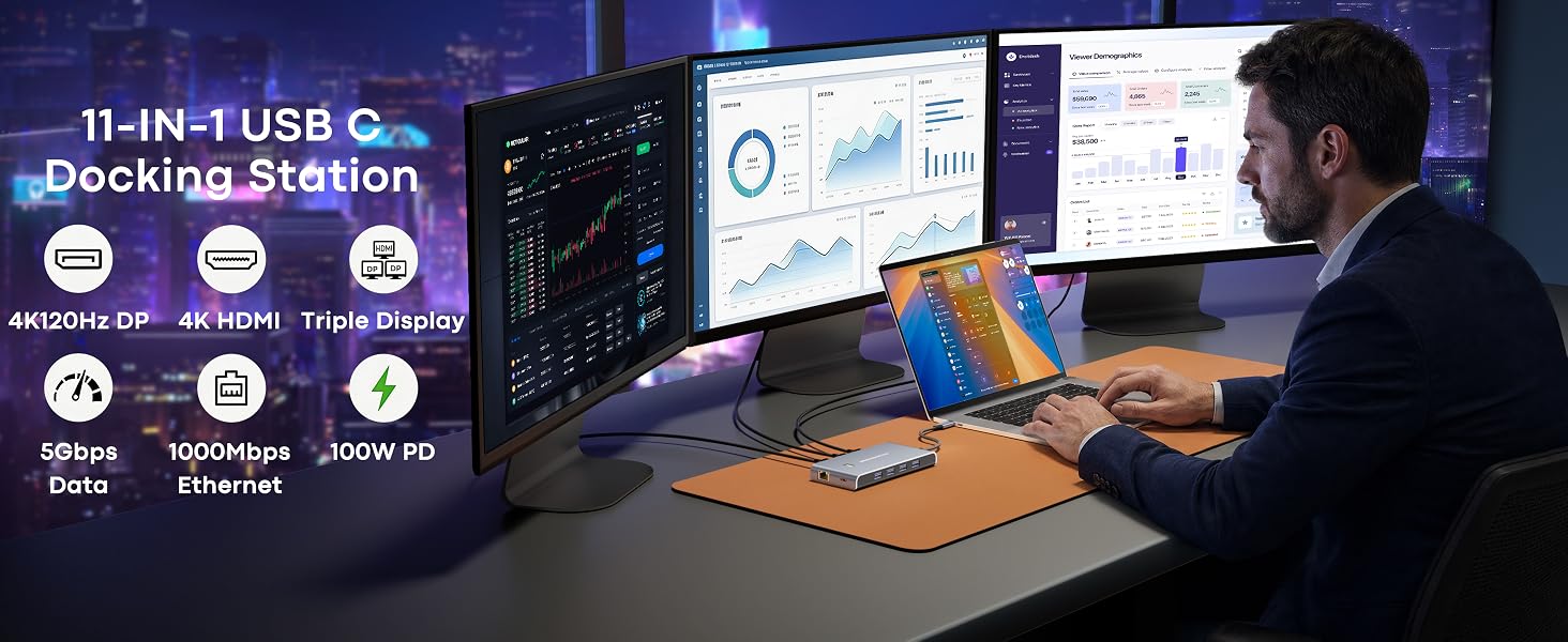 Laptop Docking Station 3 Monitors