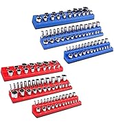 Magnetic Socket Organizer Set, 6pcs Metric SAE Magnetic Socket Holder Set Includes 1/4", 3/8", 1/...
