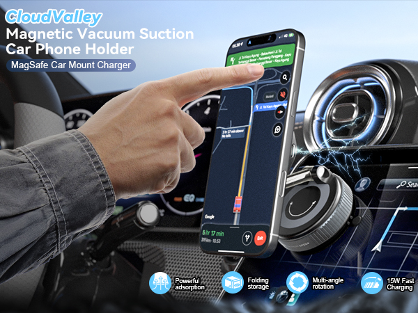 Magnetic Vacuum Suction CarPhone Holder charger