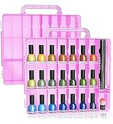 SUBAY 2 Pcs Portable Nail Polish Organizer, Clear Double Side Nail Polish Holder,Gel Nail Storage...