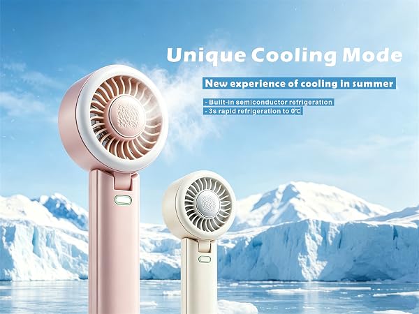 Portable Handheld Fan 5 Wind Speed Cooling Ice Compress Personal Fan with Hook