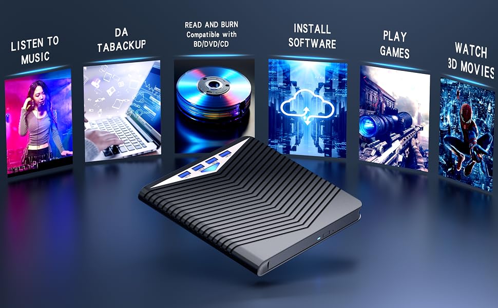Dainty 7-in-1External Blu ray Drive Read/Write with Bluray Burner