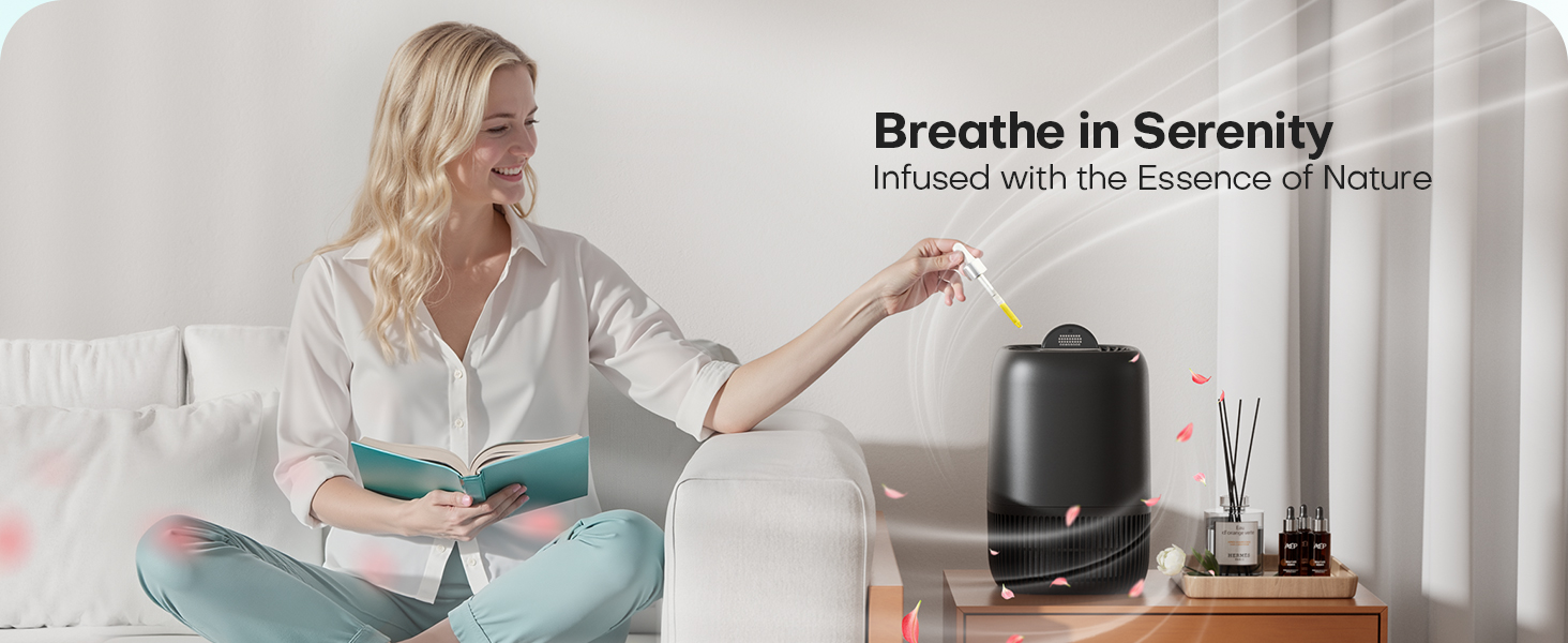 Air Purifiers Home H13 True HEPA Filter 1076 Ft² Pet Hair Odors Pollen Smoke Aroma Quiet 360°Intake