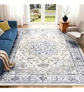 CAPALOCA Machine Washable Rugs Nursery Rug 5x7 Cute Girl Non Slip Low Pile Water Repellent Soft P...
