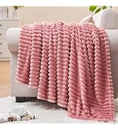 BEDELITE Fleece Throw Blanket for Couch – 3D Ribbed Jacquard Soft and Warm Decorative Fuzzy Blank...