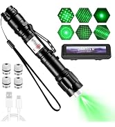 JANHER Green Laser Pointer High Flashlight Power Pen - Long Range Rechargeable Laser Beam, USB Ch...