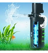 158GPH Small Aquarium Filter, UV Sterilizer for Aquarium for 10-45 Gallon Tank, Internal Pump for...