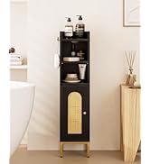 AEPOALUA Bathroom Storage Cabinet, Small Corner Floor Hutch with Door and Shelves, Narrow Toilet ...