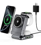Foldable Wireless Charger, 3 in 1 Mag-Safe Charging Station for Apple Samsung Multi Devices Charg...